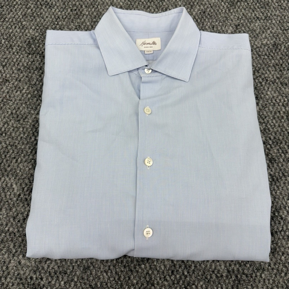 Hamilton Men's Dress Shirt Size 16/41 Medium Blue Microdot Cotton